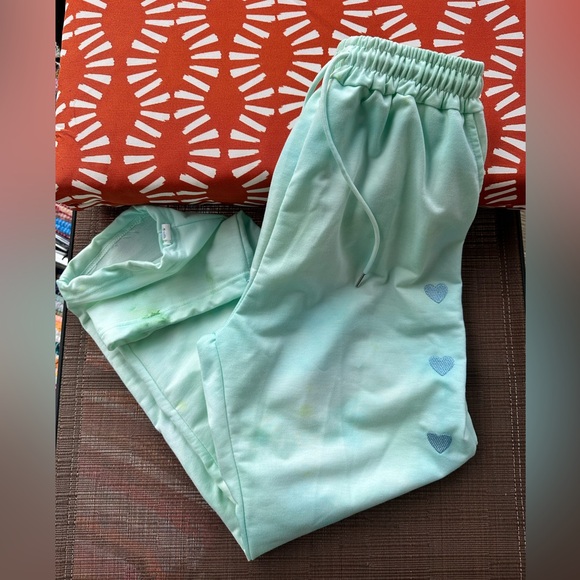 Aqua Tie-Dye Printed Heart Pants - Picture 5 of 8